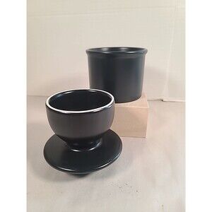 Butter Bell Crock  Original French Ceramic Dish by L.Tremain Classic Black Matte